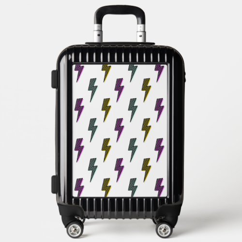 Vintage Neon Lightning Bolt Pattern Luggage
