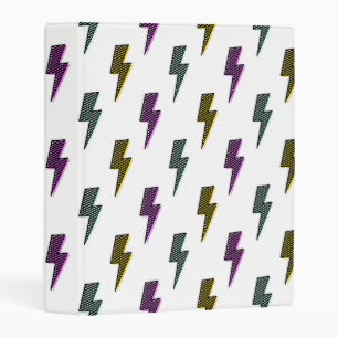 Vintage Neon Lightning Bolt Pattern Mini Binder