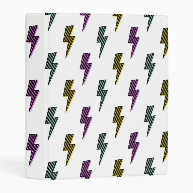 Vintage Neon Lightning Bolt Pattern Mini Binder (Front/Spine)