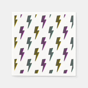 Vintage Neon Lightning Bolt Pattern Napkins