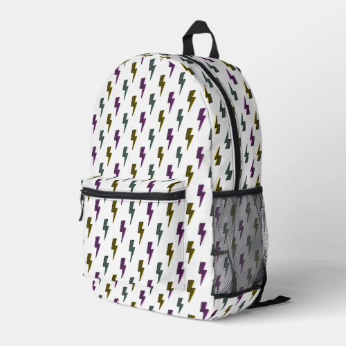 Vintage Neon Lightning Bolt Pattern Printed Backpack