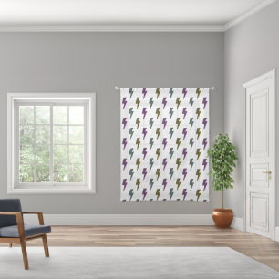 Vintage Neon Lightning Bolt Pattern Sheer Curtains