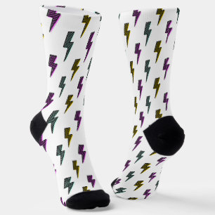 Vintage Neon Lightning Bolt Pattern Socks