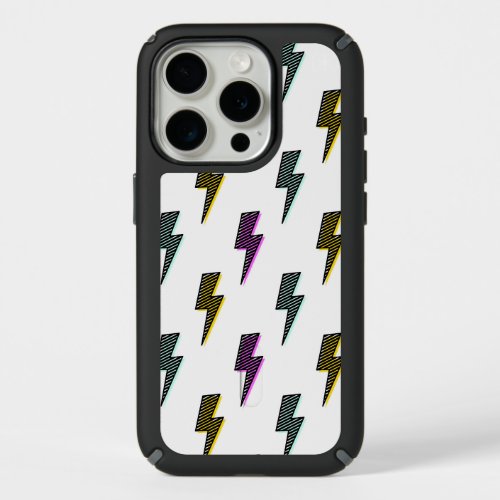Vintage Neon Lightning Bolt Pattern iPhone 15 Pro Case