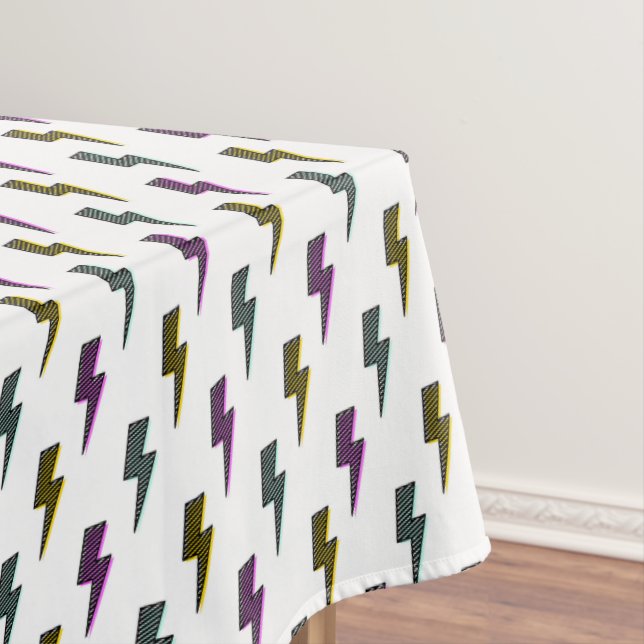 Vintage Neon Lightning Bolt Pattern Tablecloth (In Situ)