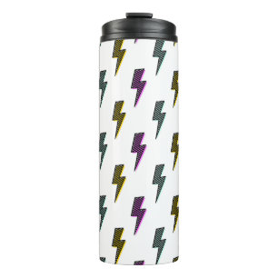 Vintage Neon Lightning Bolt Pattern Thermal Tumbler