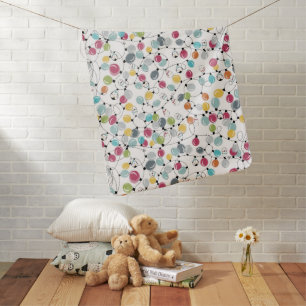 Vintage Neon Penguin Christmas Balloons Baby Blanket