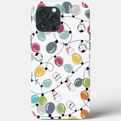 Vintage Neon Penguin Christmas Balloons iPhone 13 Pro Max Case