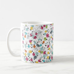 Vintage Neon Penguin Christmas Balloons Coffee Mug