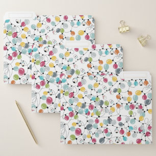 Vintage Neon Penguin Christmas Balloons File Folder