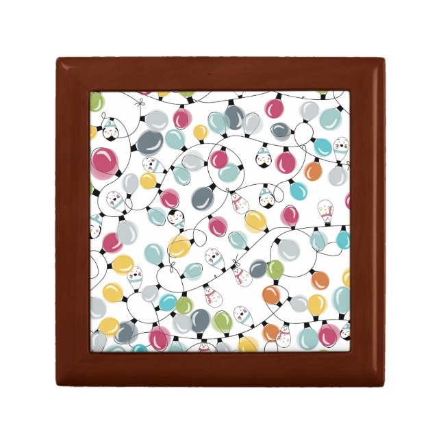 Vintage Neon Penguin Christmas Balloons Gift Box (Front)