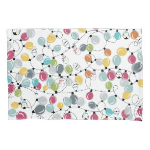 Vintage Neon Penguin Christmas Balloons Pillow Case