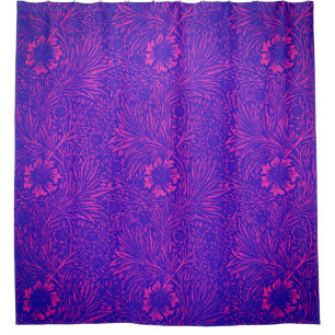 Vintage neon pink bright blue floral pattern shower curtain