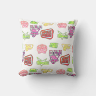 Vintage neon signs retro mid century pattern throw pillow