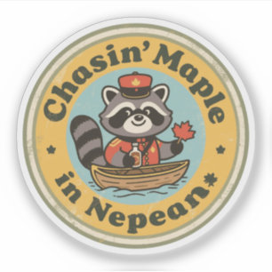 Vintage Nepean Ontario Raccoon Gift Sticker