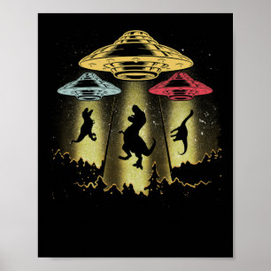 Vintage Nerd Science - UFOs Abducting Dinosaurs Poster