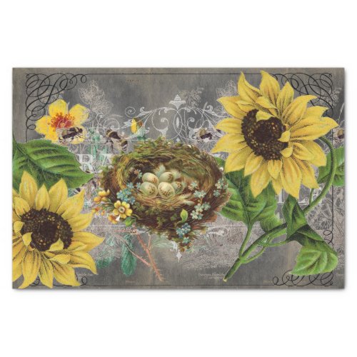 Vintage Nest Sunflower Chalkboard Tissue Paper