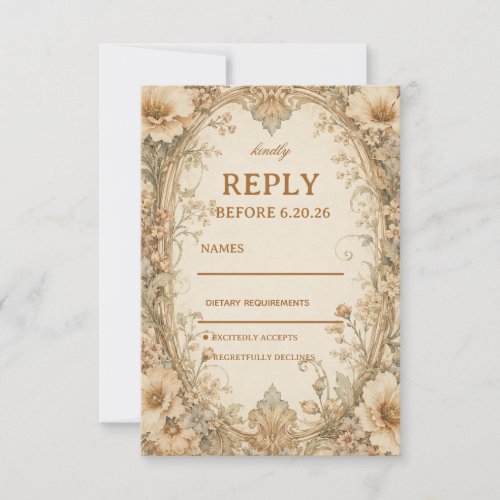 Vintage Neutral Botanical Elegant RSVP Card