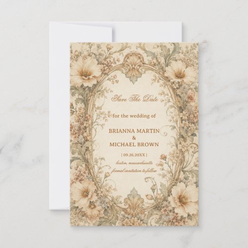 Vintage Neutral Botanical Save The Date