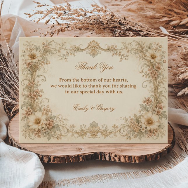 Vintage Neutral Botanical Thank You Card (Creator Uploaded)