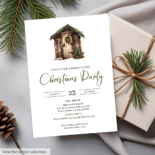Vintage Neutral Earthy Minimalist Cozy Xmas Party Invitation