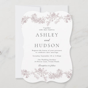 Vintage Neutral Elegant Floral All Seasons Wedding Invitation