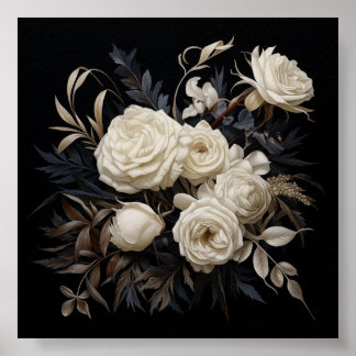 Vintage Neutral Floral Pattern Sublimation Poster