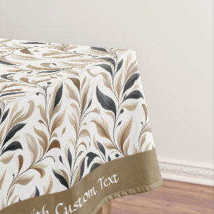 Vintage Neutral Foliage Leaf Pattern Personalize Tablecloth