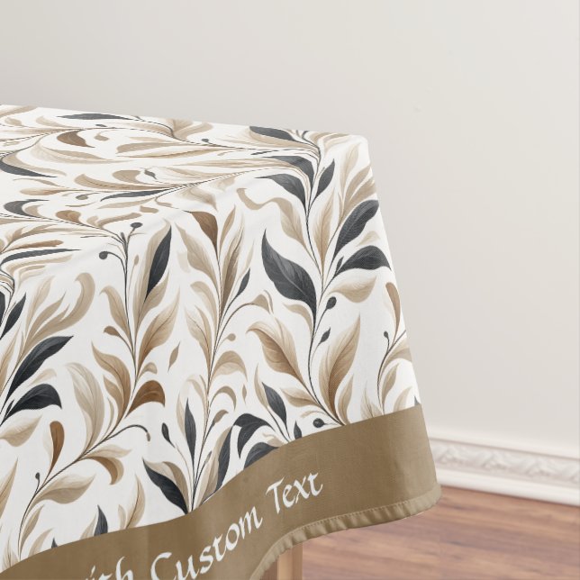 Vintage Neutral Foliage Leaf Pattern Personalize Tablecloth (In Situ)