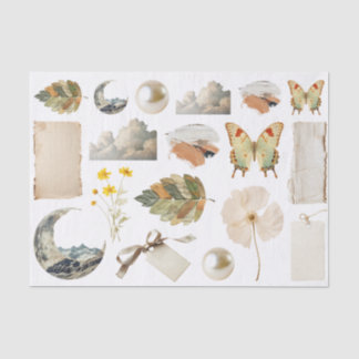 Vintage Neutral Natural Rustic Wild Country Icons Tissue Paper