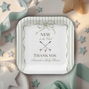 Vintage Neutral New to the Club Golf Baby Shower Paper Plates
