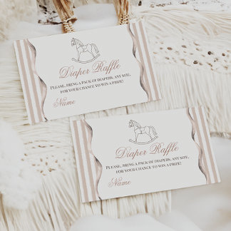 Vintage Neutral Rocking Horse Baby Shower Diaper Enclosure Card
