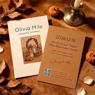 Vintage Neutral Rustic Floral wedding Invitation