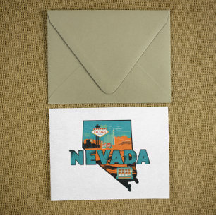 Vintage Nevada State Map USA Travel Postcard