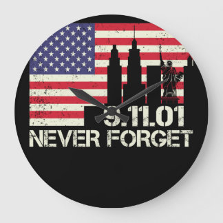 Vintage-Never-forget-patriotic Large Clock