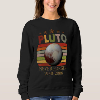 Vintage Never Forget Pluto Style Retro Space  Scie Sweatshirt