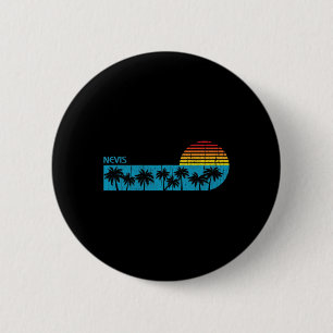 Vintage Nevis Beach Palm Trees Retro 70s Boys Girl Button
