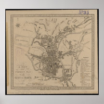 Vintage New and Correct Plan of The City of bath