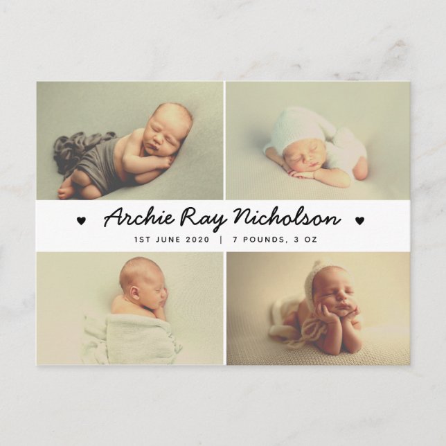 vintage new baby announcement cards - cute (Front)