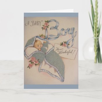 Vintage New Baby Boy Greeting Card by RetroMagicShop at Zazzle