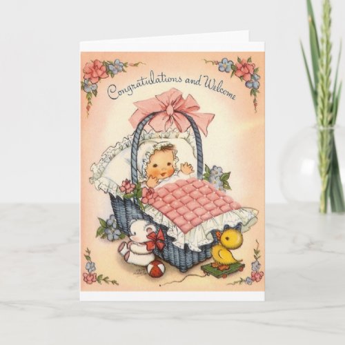 Vintage New Baby Congratulation Greeting Card