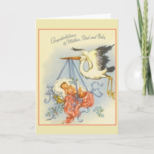 Vintage New Baby Congratulations Card