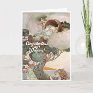 Vintage New Baby Congratulations Flat Card