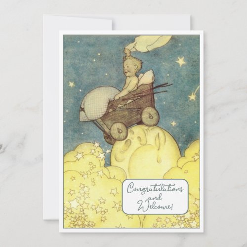 Vintage New Baby Congratulations Flat Card
