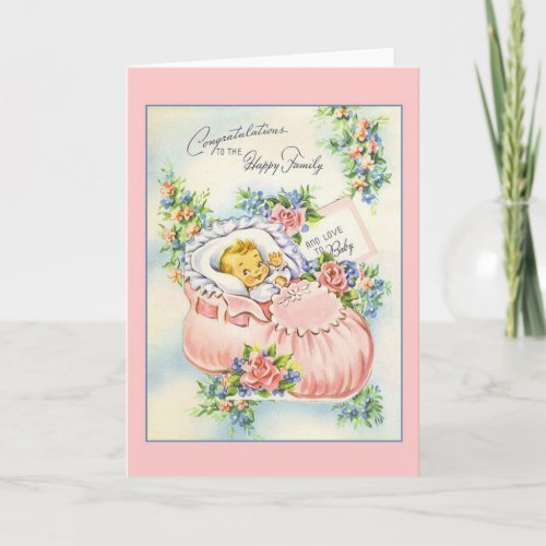 Vintage New Baby Congratulations To Family Card