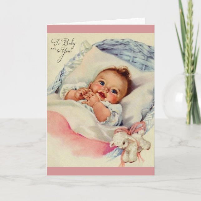 Vintage New Baby Greeting Card (Front)