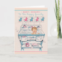 Vintage New Baby Greeting Card