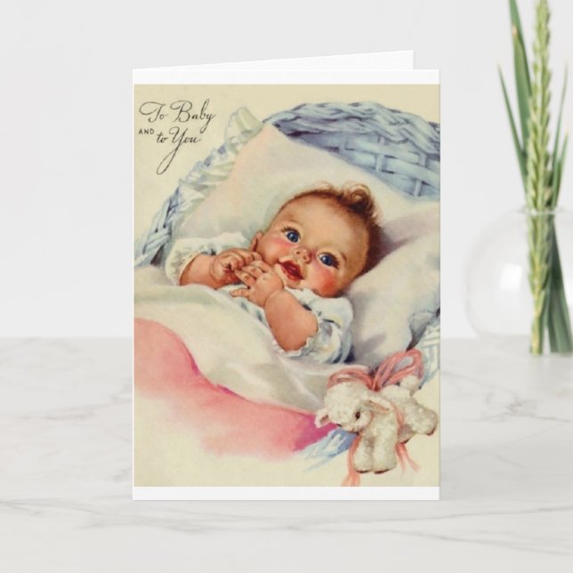 Vintage New Baby Greeting Card (Front)