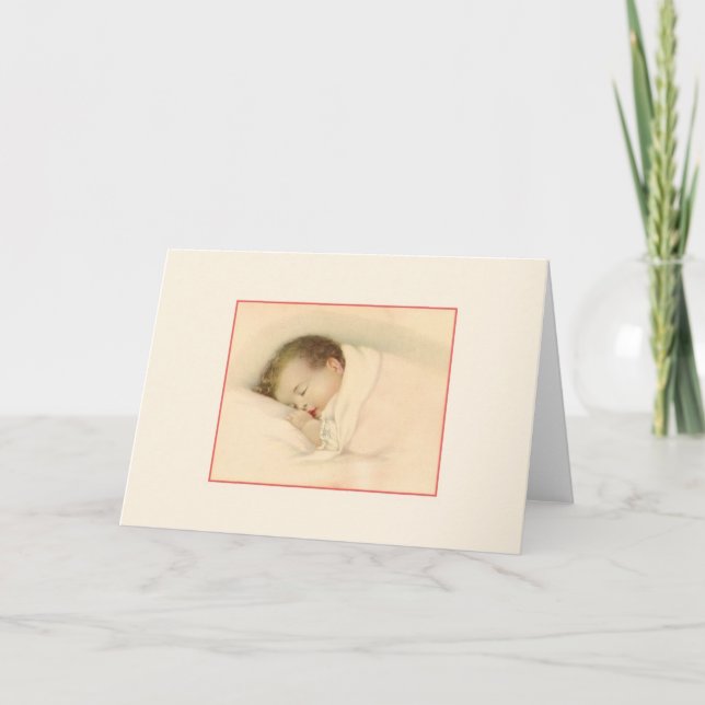 Vintage New Baby Note Card (Front)
