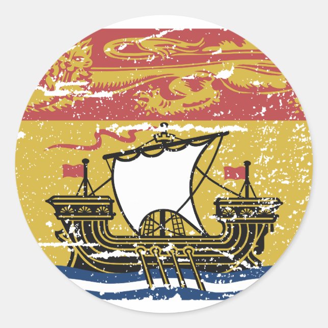 Vintage NEW BRUNSWICK Flag Classic Round Sticker (Front)